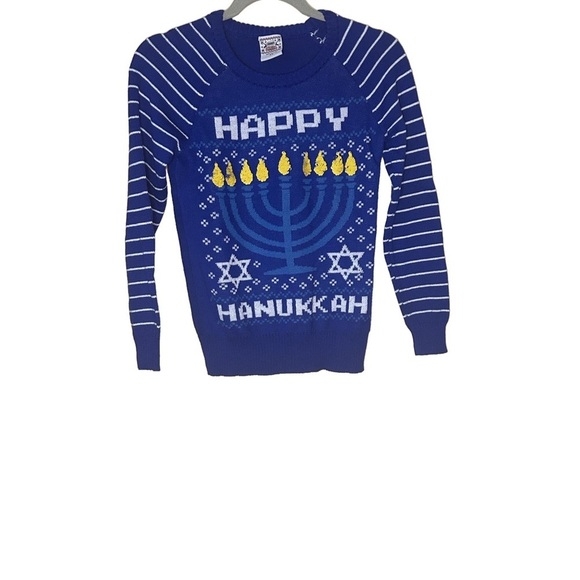 Well Worn Other - Happy Hanukkah Blue Sweater Size XS